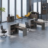 Shine-C Office Desk Metal Frame Workstation with Tall Partition Cabinet